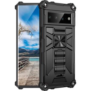For Google Pixel 6 Pro Armor Shockproof TPU + PC Magnetic Phone Case with Holder(Black) (OEM)