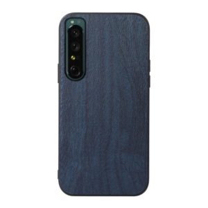 For Sony Xperia 1 IV Wood Texture PU Phone Case(Blue) (OEM)