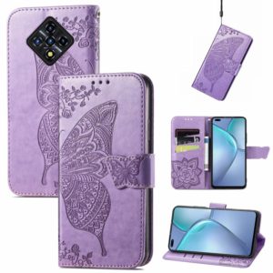 For Infinix Zero 8 Butterfly Love Flowers Embossed Horizontal Flip Leather Case with Holder & Card Slots & Wallet & Lanyard(Light Purple) (OEM)