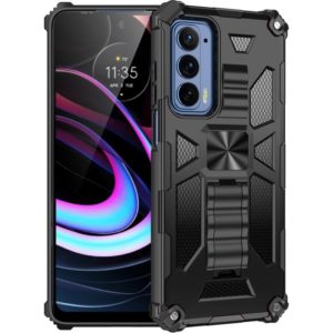 For Motorola Edge (2021) Armor Shockproof TPU + PC Magnetic Protective Phone Case with Holder(Black) (OEM)