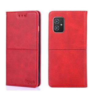 For Asus ZenFone 8 ZS590KS Cow Texture Magnetic Horizontal Flip Leather Phone Case(Red) (OEM)