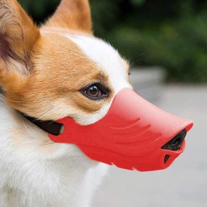 Dog Muzzle Cover Tedike Fund Fur Dog Muzzle Cover Anti-Bite Mouth Cover Silicone Supplies, Specification: M(Red) (OEM)