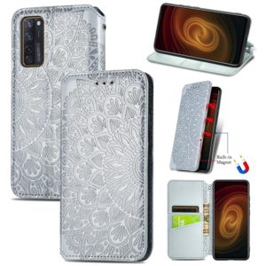 For ZTE Axon 20 5G Blooming Mandala Embossed Pattern Magnetic Horizontal Flip Leather Case with Holder & Card Slots & Wallet(Gray) (OEM)