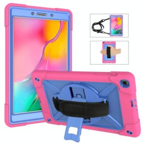 For Galaxy Tab A 8.0 (2019) T290 Contrast Color Silicone + PC Combination Case with Holder(Rose Red + Blue) (OEM)