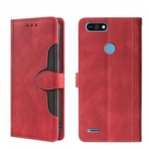 For Tecno Pop 2 / Pop 2 F / Pop 2 Pro Skin Feel Straw Hat Magnetic Buckle Leather Phone Case(Red) (OEM)