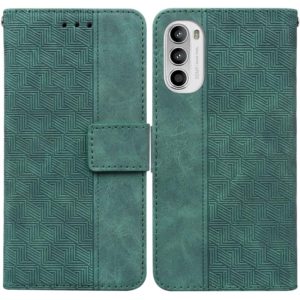 For Motorola Moto G52 Geometric Embossed Leather Phone Case(Green) (OEM)