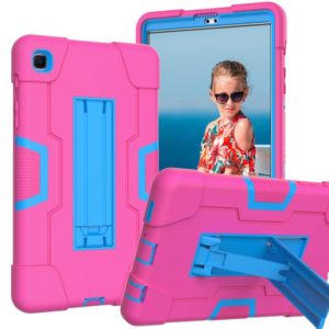 For Samsung Galaxy Tab A7 10.4 (2020) Contrast Color Robot Shockproof Silicone + PC Protective Case with Holder(Rose Red + Blue) (OEM)