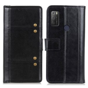For alcatel 3L (2021) Peas Crazy Horse Texture Horizontal Flip Leather Case with Holder & Card Slots & Wallet(Black) (OEM)