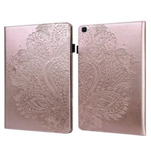 For Samsung Galaxy Tab A 8.0 (2019) T290 Peacock Embossed Pattern TPU + PU Horizontal Flip Leather Case with Holder & Card Slots & Wallet(Rose Gold) (OEM)