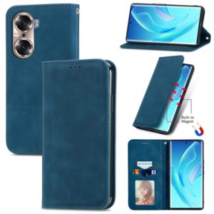 For Honor 60 Retro Skin Feel Magnetic Horizontal Flip Leather Phone Case(Blue) (OEM)