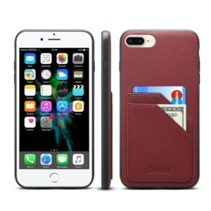 For iPhone 7 Plus / 8 Plus Denior V1 Luxury Car Cowhide Leather Protective Case with Double Card Slots(Dark Red) (Denior) (OEM)
