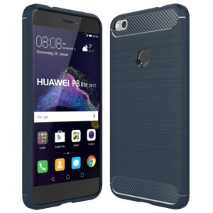 For Huawei P8 Lite (2017) Brushed Carbon Fiber Texture Shockproof TPU Protective Case(Dark Blue) (OEM)