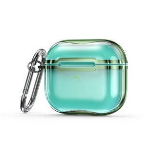 Electroplating Frame + Transparent TPU Earphone Protective Case with Hook For AirPods 3(Transparent Green + Green) (OEM)