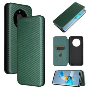 For Huawei Mate 40 Pro Carbon Fiber Texture Horizontal Flip TPU + PC + PU Leather Case with Card Slot(Green) (OEM)