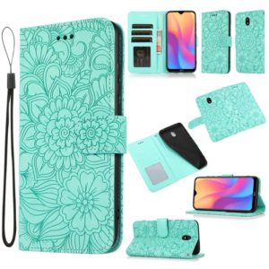For Xiaomi Redmi 8A Skin Feel Embossed Sunflower Horizontal Flip Leather Case with Holder & Card Slots & Wallet & Lanyard(Green) (OEM)