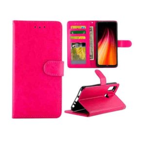 For Xiaomi Redmi Note 8T Crazy Horse Texture Leather Horizontal Flip Protective Case with Holder & Card Slots & Wallet & Photo Frame(Magenta) (OEM)