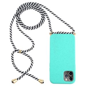 For iPhone 12 / 12 Pro Wheat TPU Protective Case with Lanyard(Mint Green) (OEM)
