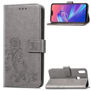 Lucky Clover Pressed Flowers Pattern Leather Case for ASUS ZB633KL, with Holder & Card Slots & Wallet & Hand Strap (Grey) (OEM)