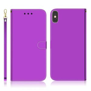 For iPhone X / XS Imitated Mirror Surface Horizontal Flip Leather Case with Holder & Card Slots & Wallet & Lanyard(Purple) (OEM)