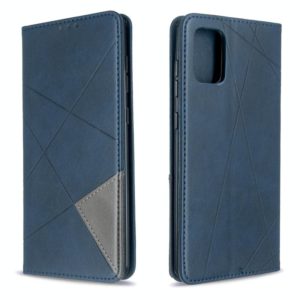 For Galaxy A71 Rhombus Texture Horizontal Flip Magnetic Leather Case with Holder & Card Slots(Blue) (OEM)