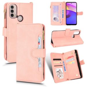 For Motorola Moto E40 / E30 / E20 Litchi Texture Zipper Leather Phone Case(Pink) (OEM)