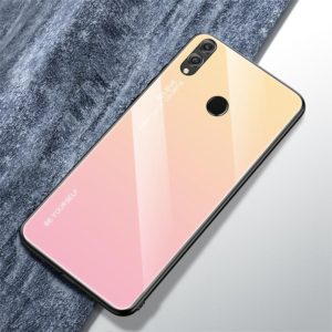 For Huawei Honor 8X Gradient Color Glass Case(Yellow) (OEM)