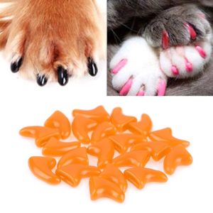 20 PCS Silicone Soft Cat Nail Caps / Cat Paw Claw / Pet Nail Protector/Cat Nail Cover, Size:L(Orange) (OEM)