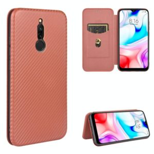 For Xiaomi Redmi 8 Carbon Fiber Texture Horizontal Flip TPU + PC + PU Leather Case with Card Slot(Brown) (OEM)