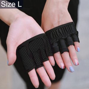Half Finger Yoga Gloves Anti-skid Sports Gym Palm Protector, Size: L, Palm Circumference: 19cm(Black) (OEM)