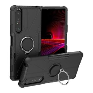 For Sony Xperia 1 III Armor Bear Shockproof PC + TPU Protective Case with Ring Holder(Black) (OEM)
