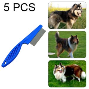 5 PCS Pet Cats Dogs Supplies Combs Fine Toothed Stainless Steel Needle Fleas Removal Combs, Length: 14cm (Blue) (OEM)