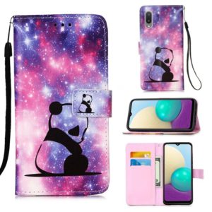For Samsung Galaxy A02 / M02 (Global) Colored Drawing Pattern Plain Weave Horizontal Flip Leather Case with Holder & Card Slot & Wallet & Lanyard(Baby Panda) (OEM)