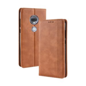 Magnetic Buckle Retro Texture Horizontal Flip Leather Case for Motorola Moto G7, with Holder & Card Slots & Wallet (Brown) (OEM)