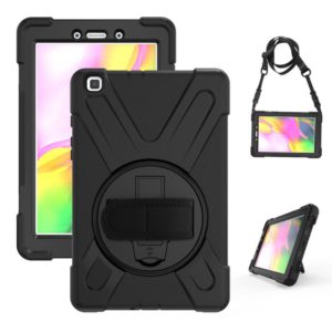 For Samsung Tab A 8.0(2019) T290 / T295 Shockproof Colorful Silicone + PC Protective Case with Holder & Hand Grip Strap(Black) (OEM)