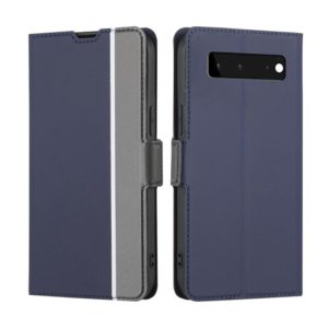 For Google Pixel 6 Twill Texture Side Button Leather Phone Case(Blue) (OEM)