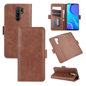 For Xiaomi Redmi 9 Dual-side Magnetic Buckle Horizontal Flip Leather Case with Holder & Card Slots & Wallet(Brown) (OEM)
