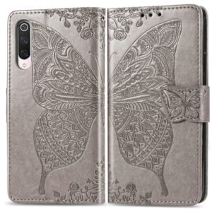 For Xiaomi 9 Pro Butterfly Love Flower Embossed Horizontal Flip Leather Case with Bracket Lanyard Card Slot Wallet(Gray) (OEM)