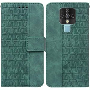 For Tecno Camon 16 Geometric Embossed Leather Phone Case(Green) (OEM)