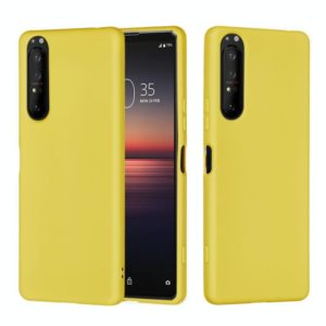 For Sony Xperia 5 Plus / Xperia 1 II Solid Color Liquid Silicone Dropproof Full Coverage Protective Case(Yellow) (OEM)