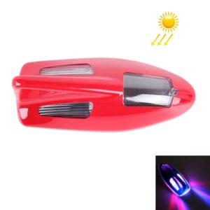 Solar Colorful Light Anti Collision Shark Fin Car Taillight LED Flash Warning Light Caution Light(Red) (OEM)
