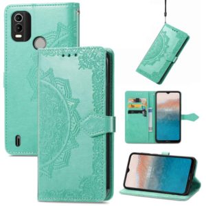 For Nokia C21 Plus Mandala Flower Embossed Leather Phone Case(Green) (OEM)