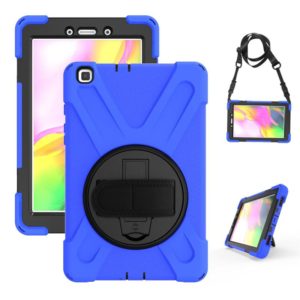 For Samsung Tab A 8.0(2019) T290 / T295 Shockproof Colorful Silicone + PC Protective Case with Holder & Hand Grip Strap(Blue) (OEM)
