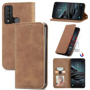 For TCL 20 XE Retro Skin Feel Magnetic Horizontal Flip Leather Phone Case(Brown) (OEM)