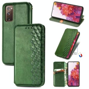 For Galaxy S20 FE(4G/5G) / S20 Lite Cubic Grid Pressed Horizontal Flip Magnetic PU Leather Case with Holder & Card Slots & Wallet(Green) (OEM)