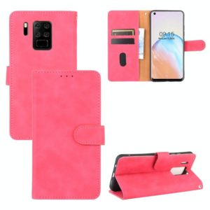 For Oukitel C18 Solid Color Skin Feel Magnetic Buckle Horizontal Flip Calf Texture PU Leather Case with Holder & Card Slots & Wallet(Rose Red) (OEM)