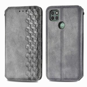 For Motorola G9 power Cubic Grid Pressed Horizontal Flip Magnetic PU Leather Case with Holder & Card Slots & Wallet(Gray) (OEM)