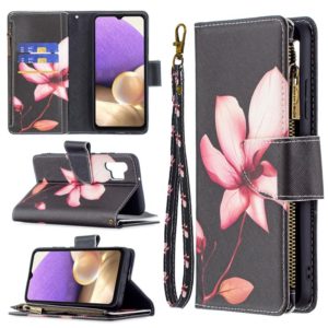 For Samsung Galaxy A32 4G Colored Drawing Pattern Zipper Horizontal Flip Leather Case with Holder & Card Slots & Wallet(Lotus) (OEM)