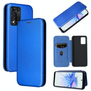 For ZTE Libero 5G II Carbon Fiber Texture Horizontal Flip Leather Phone Case(Blue) (OEM)