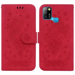 For Infinix Smart 5 X657 / Hot 10 Lite Butterfly Rose Embossed Leather Phone Case(Red) (OEM)