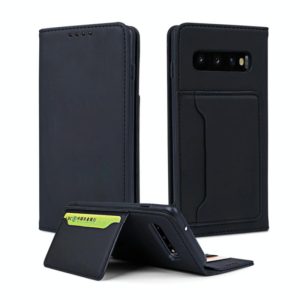 For Samsung Galaxy S10+ Strong Magnetism Liquid Feel Horizontal Flip Leather Case with Holder & Card Slots & Wallet(Black) (OEM)